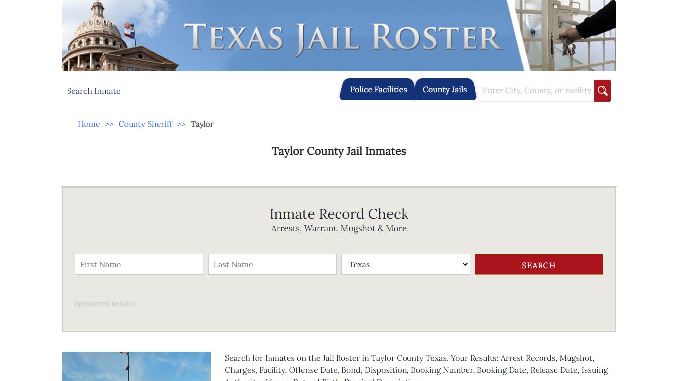 Taylor County Jail Inmates | Jail Roster Search
